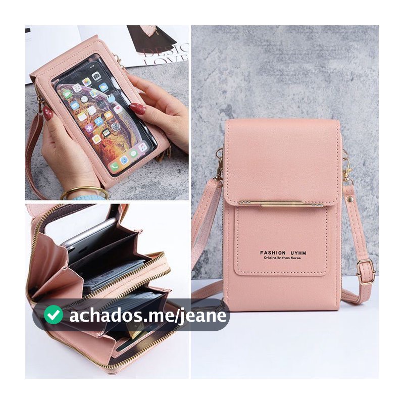 Bolsa Couro Ombro Feminina Tocar Touch Cellular Multiuso