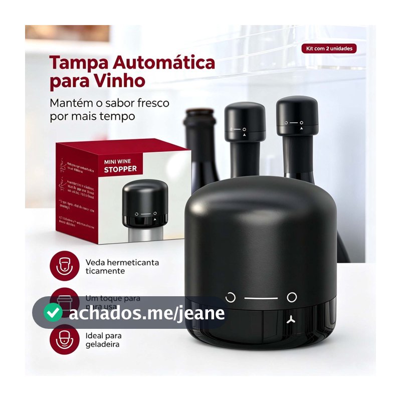 Kit 2 Rolhas para Garrafa de Vinho e Champanhe Tampa Hermética de Pressão Reutilizável