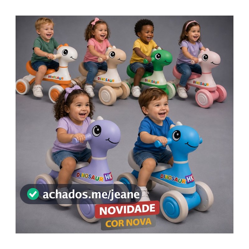 Motoca Infantil De Equilíbrio C/ Luz E Som Dino - HK Brinquedos
