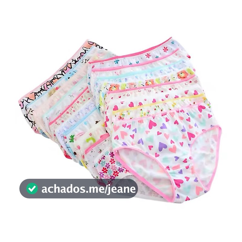 Calcinha Infantil Kit 10 Unidades Algodão 1 a 8 Anos