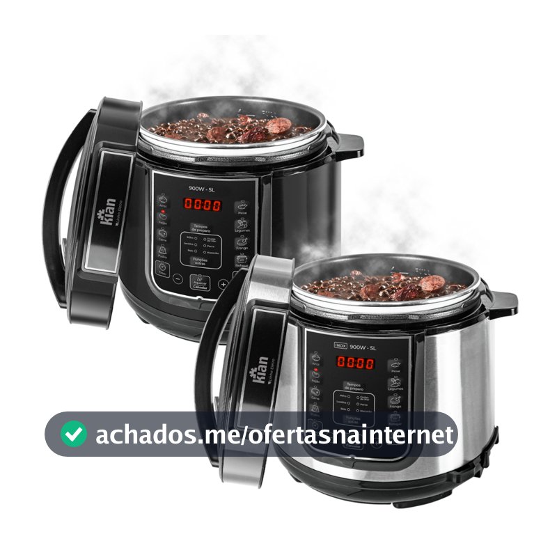 Panela de Pressão Elétrica Digital 5/6 litros Preta ou Inox - kian