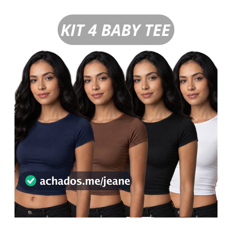 Kit 4 Baby Tee Feminina - Blusa Slim Fit Manga Curta Blusa de Compressão Várias Cores Ajuste Perfeito MODA LUXO