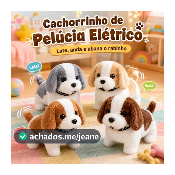 Cachorro de Pelúcia Elétrico：Anda, Abana Rabo e Late, Funciona à Bateria - Presente para Crianças！
