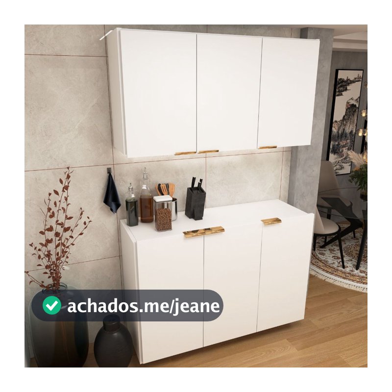 Kit Balcão Cores  Suspenso Ambientes & Armário 3 Portas Estendida Organizadora