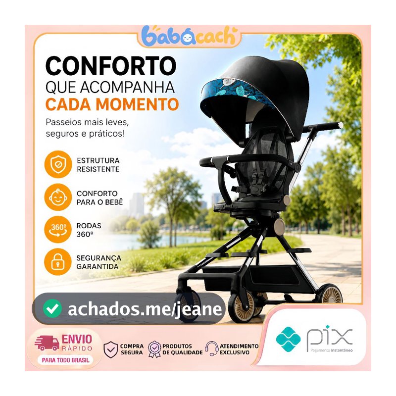 Carrinho De Bebê Com Cesto alça reversível 4 Rodas Até 35kg