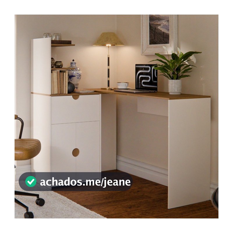 Mesa Escrivaninha de Canto California Home Office em L Moderna montagem Flex - SHARK MOVEIS