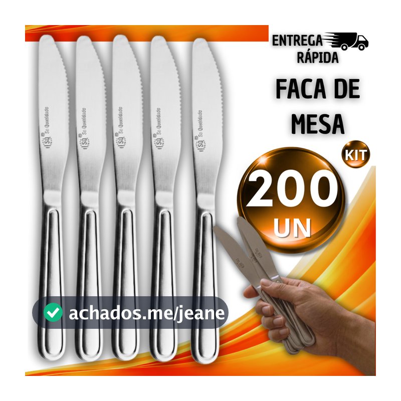 Combo De Talheres 200 Peças Em Aço Inox Facas De Mesa Casa Para Cozinha Utilidades