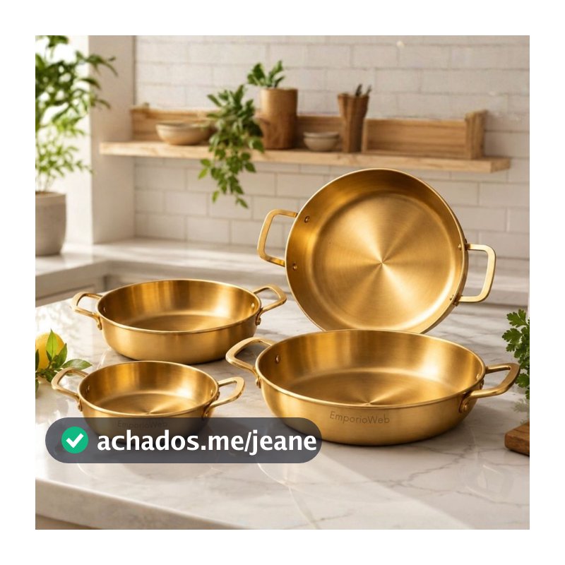 Bandeja Dourado de Aço Inox Travessa Multiuso Petisqueira Servir Mesa Posta Bandeja Panela