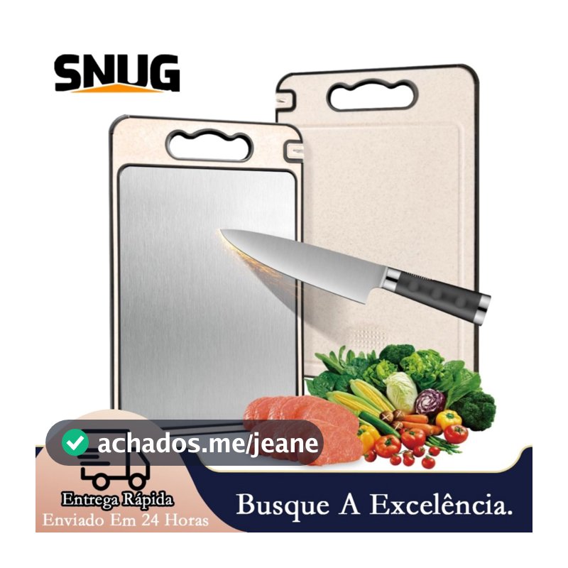 Tábua de Corte com Afiador Dupla Face - Aço Inox & PP Higiênico para Evitar