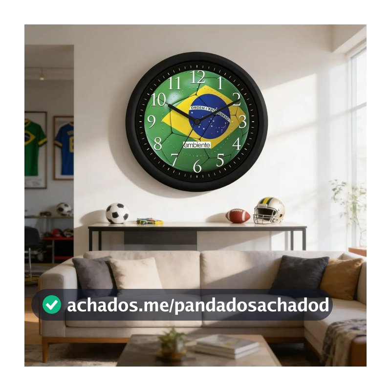 Relógio De Parede Brasil Decorativo Futebol Copa 1945 Preto Verde
