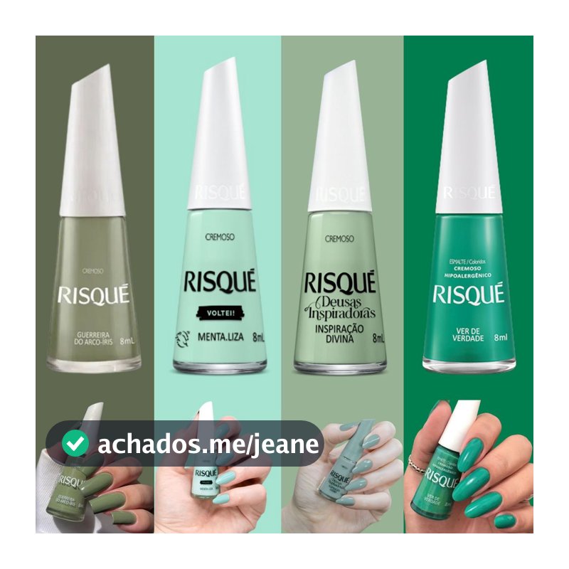 Esmalte Risqué Tons de Verde Cremosos Atacado Profissional