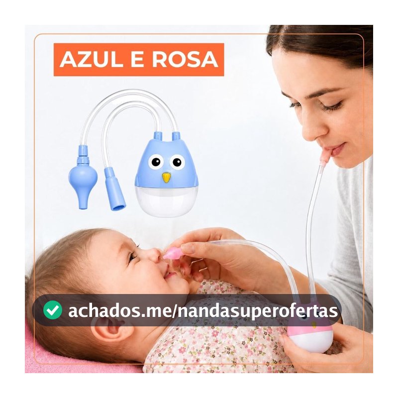 Aspirador Nasal Infantil Bebê de Silicone com Sugador de Catarro Meleca com Reservatório Higiênico