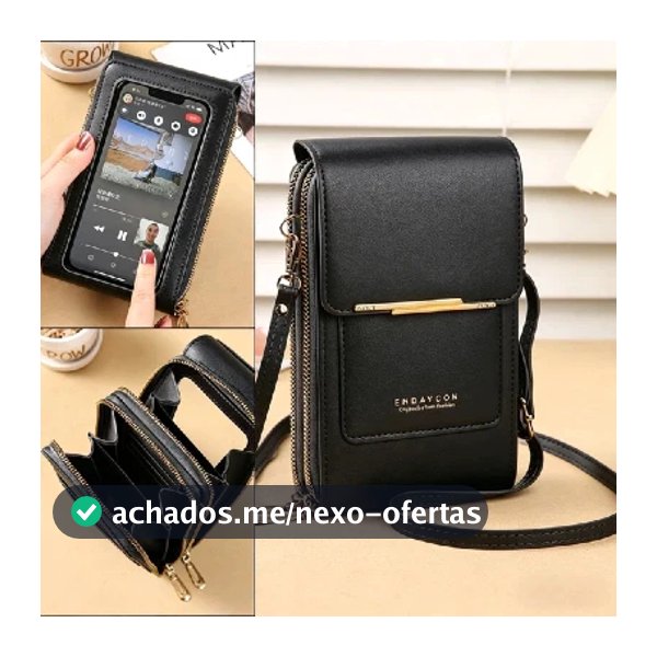 Crazy Bag Bolsa Feminina Transversal Touch Screen com Porta Celular e Cartão Fecho Magnético