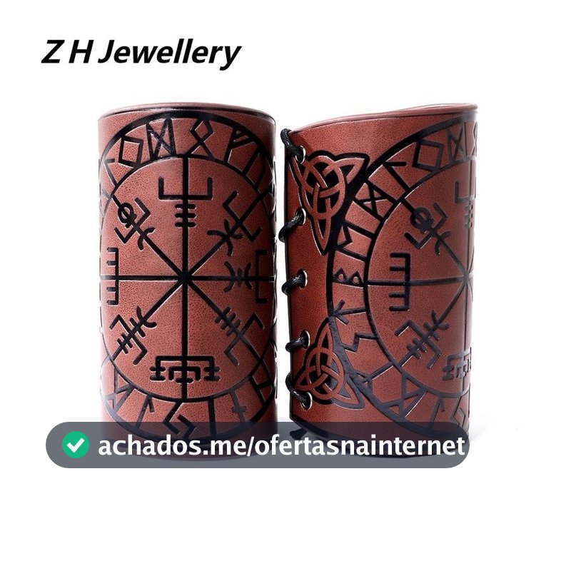 [Z H Bijuteria] Hip Hop Rock Viking Vintage Moda Masculina Pulseira De Couro Runa Joias Acessórios