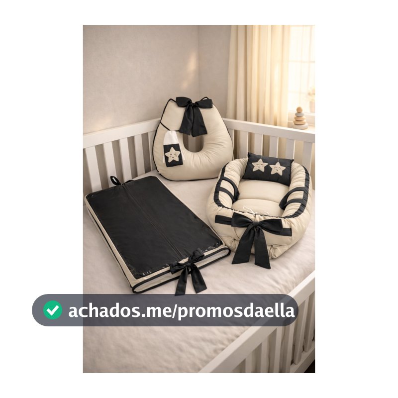 Kit 3 Peças Ninho Redutor + Almofada Amamentação c Toalha + Trocador Impermeável Bordados Aplicação