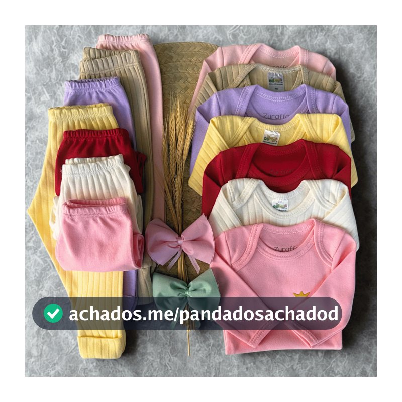 Kit 12 Peças Bebê 6 Bodies Manga Longa e 6 Mijões 100% Algodão Suedine Canelado Menina Menino