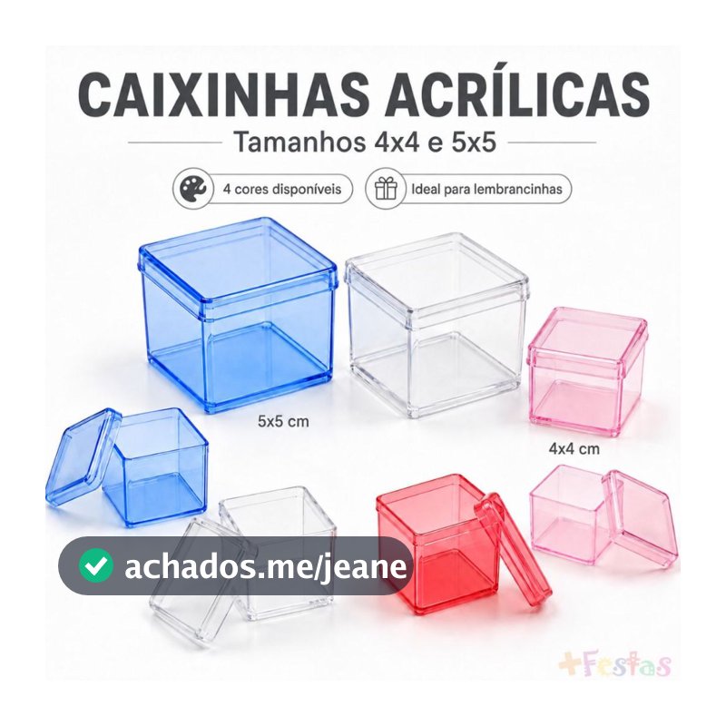 10/20/30/40/50 Caixinhas Acrílicas 4x4  5x5 Transparente Colorida Lembrancinhas Doce Personalizado
