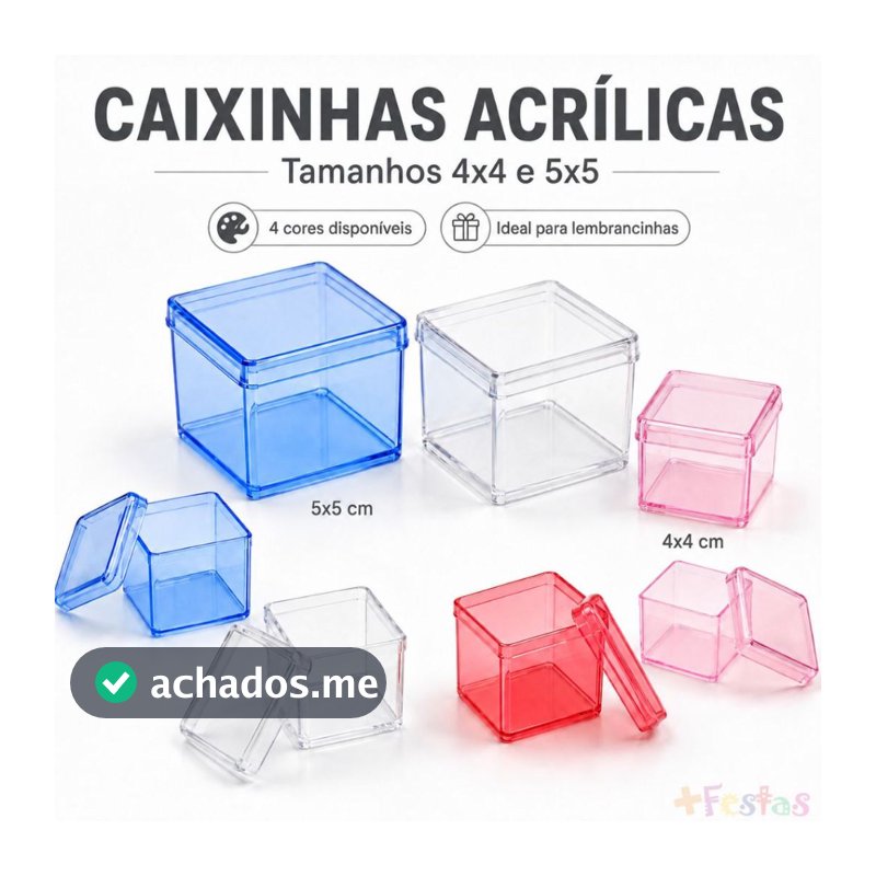 10/20/30/40/50 Caixinhas Acrílicas 4x4  5x5 Transparente Colorida Lembrancinhas Doce Personalizado