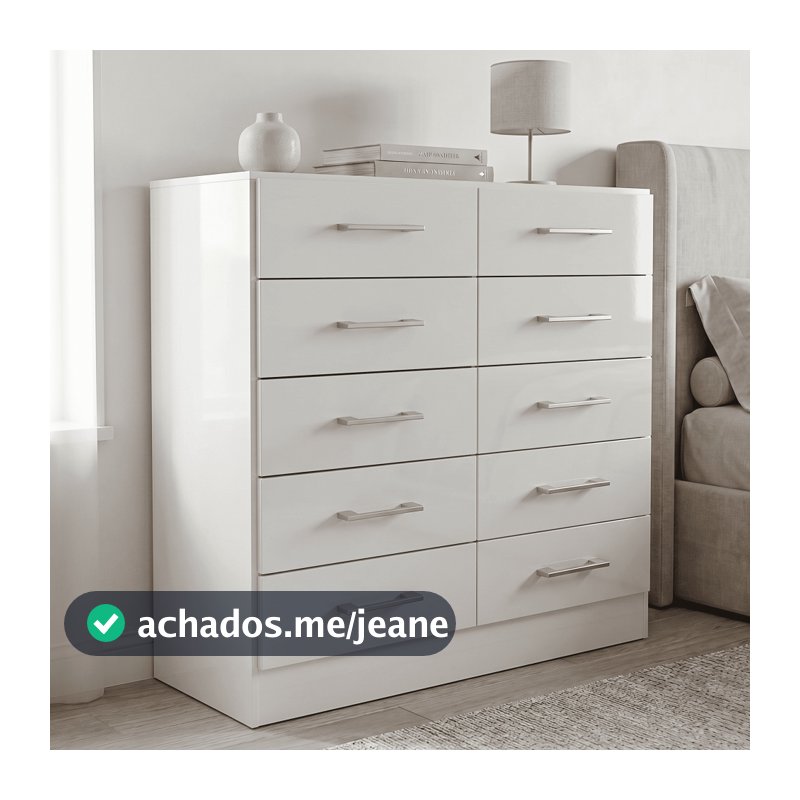 Cômoda Agata 10 Gavetas Grande Multiuso Closet p/ Quarto Gaveteiro - Blue Moby