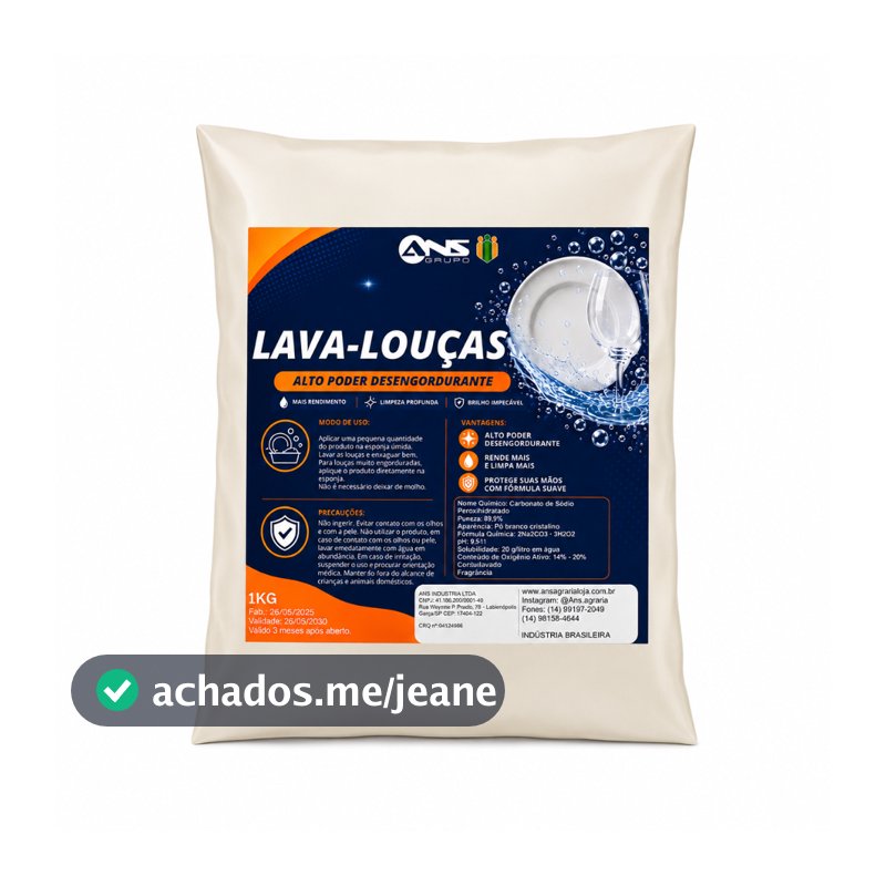 Detergente em Pó para Maquina de Lavar Louças 1KG - Alto poder Desengordurante
