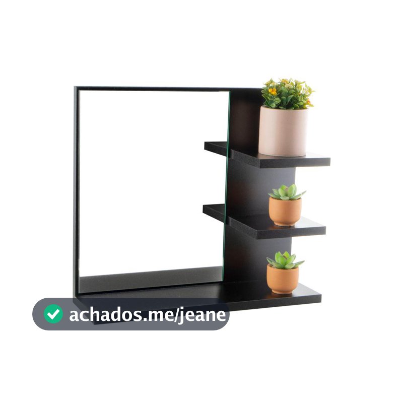 Espelho para Banheiro com Armário Preto Nice 40cm