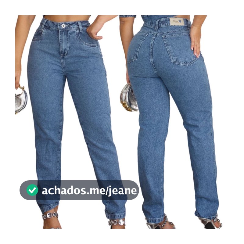 Calça Jeans Mom Feminina Marmorizada Cintura Alta Levanta Bumbum