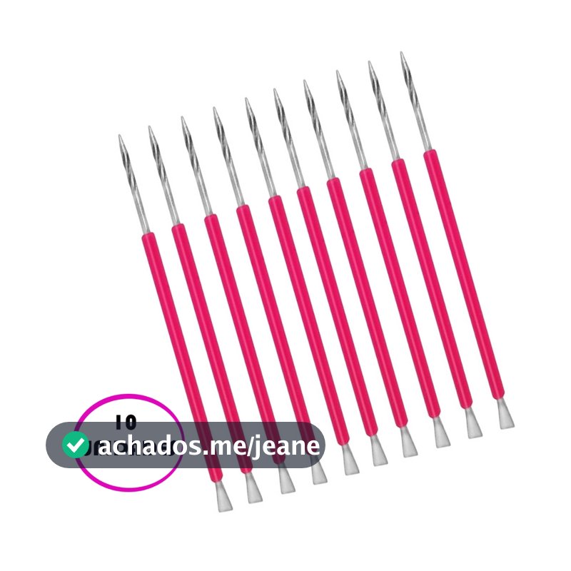10 Bastão Misto espátula e palito isis cutelaria Cuticula Inox Manicure kit