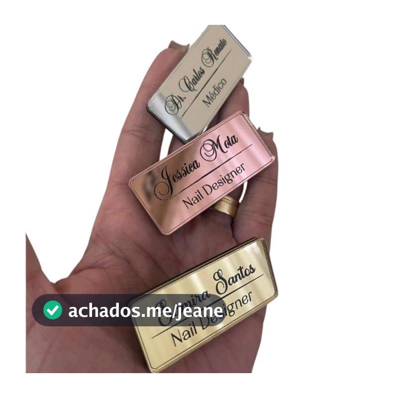 Broche com Nome e Profissão Personalizado Dourado Prata Rose para Jaleco Uniforme