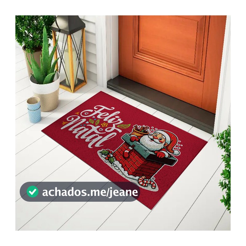 Capacho Divertido Para Casa Tapete Tema Natal Frase - Feliz Natal - Noel Na Chaminé Ca914