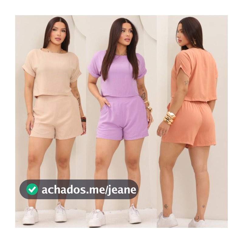 Conjunto Feminino Alfaiataria Shorts e Blusa Elegante Casual Confortavel Cropped Shorts Cintura Alta Premium