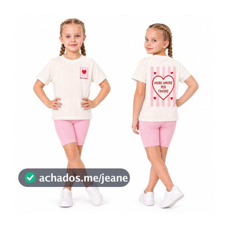 Conjunto Infantil Menina Camiseta Algodão + Bermuda Ciclista Biker Canelada Roupa Infantil Menina Verão 2 a 12