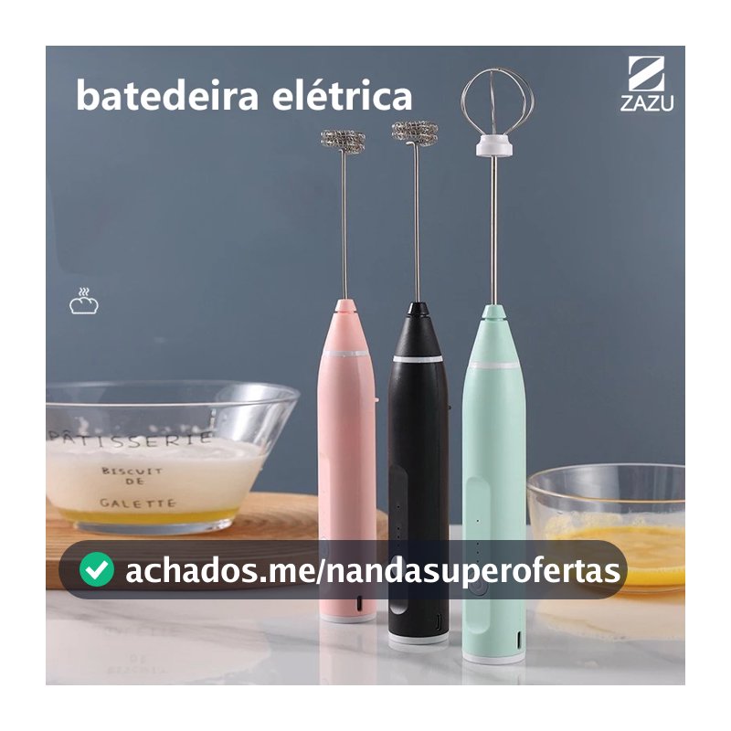 Misturador Elétrico 2 em 1 Mini Mixer Recarregável Portátil para Bebidas Leite Café Whey Clara de Ovo