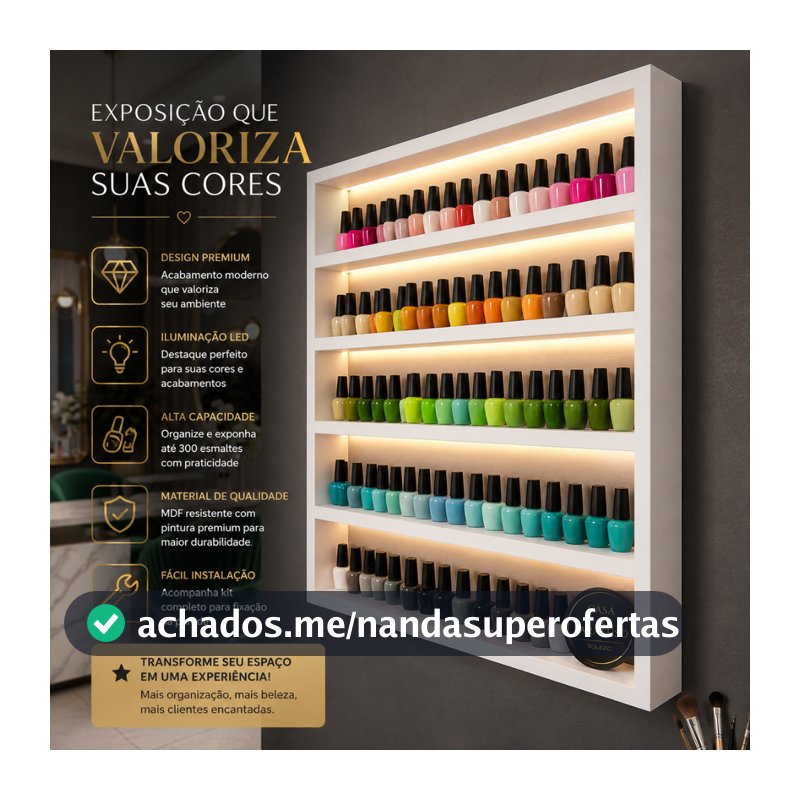 Nicho Expositor de Esmaltes Organizador de Parede para Salão de Beleza Manicure -1