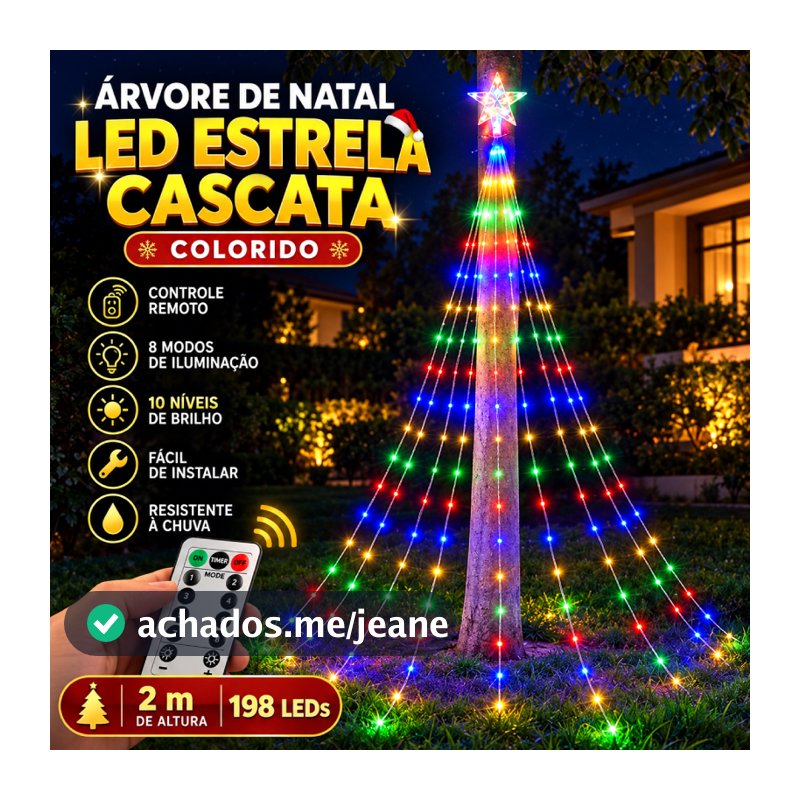Natal 2M Bivolt 110V–220V Pisca-pisca LED Estrela Luz Cascata Árvore de Natal Festa Quintal
