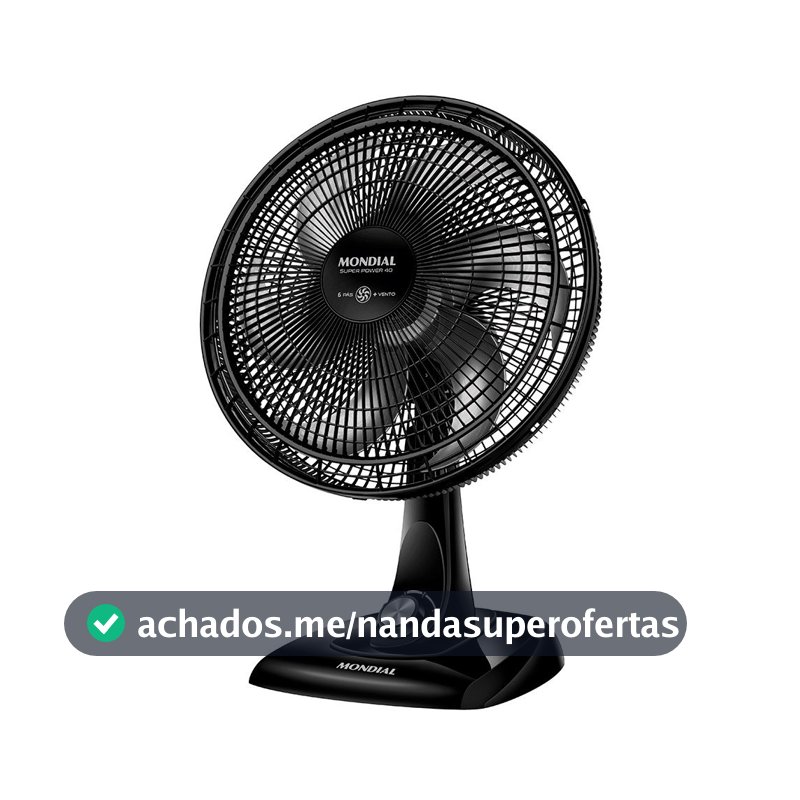 Ventilador de Mesa Mondial VSP-40-B 40cm, 6 Pás, 140W, Preto
