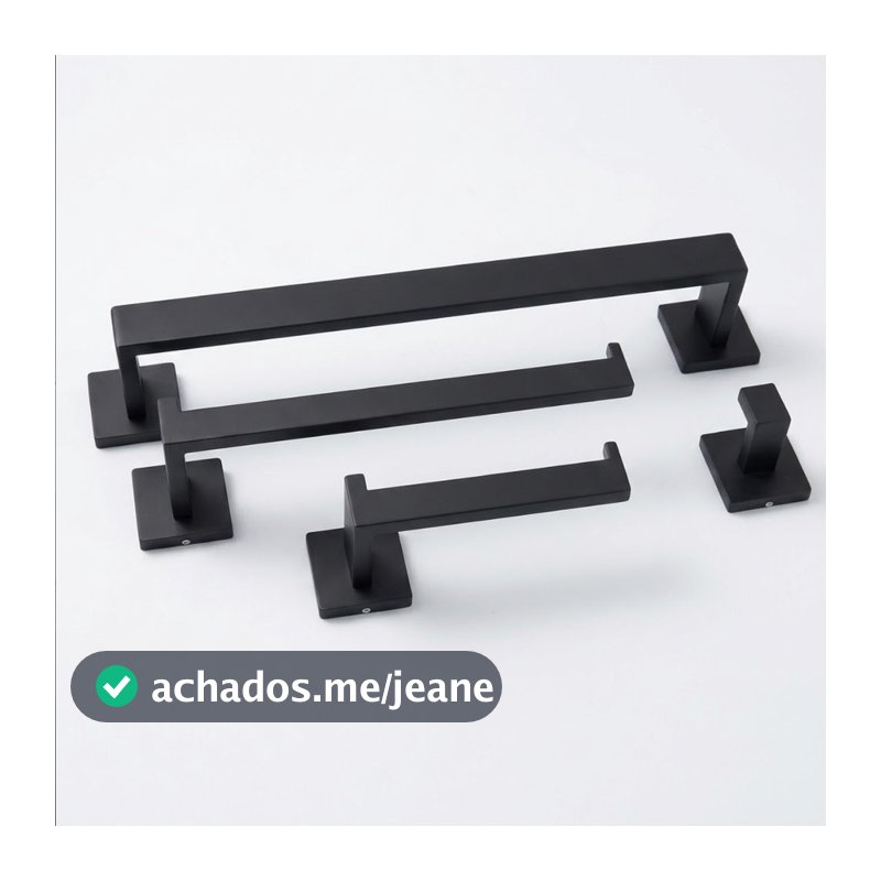 Kit Banheiro Acessórios Completo kit acessórios para banheiro Preto Com Porta Toalha Lavabo