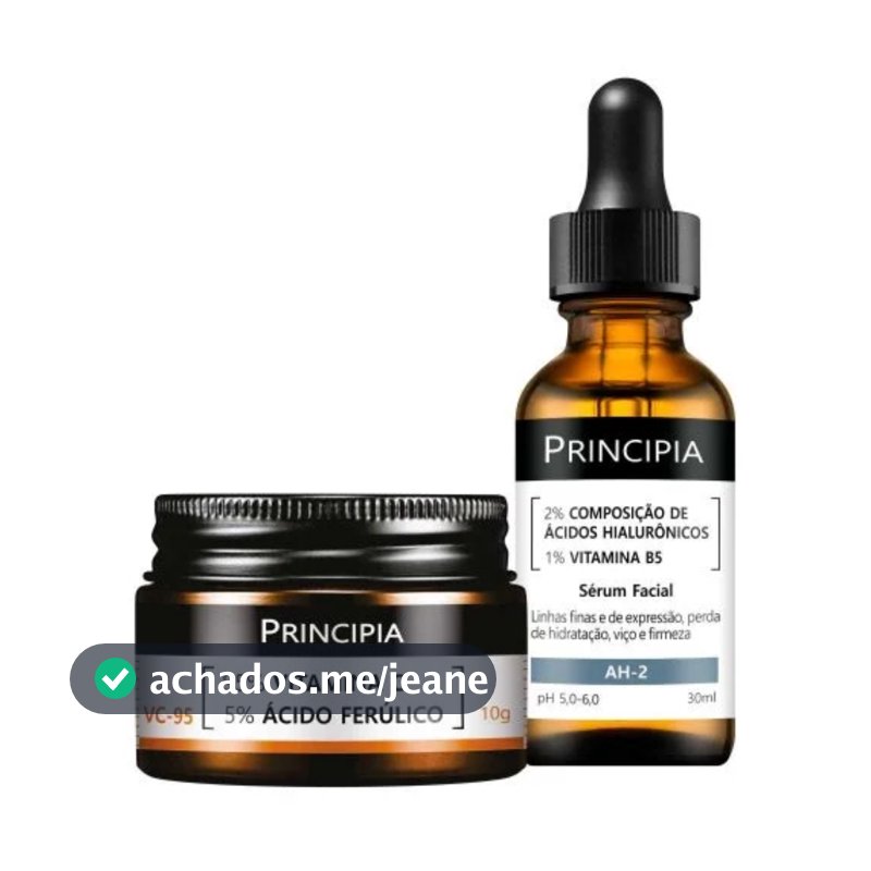 Principia Kit Pele Luminosa Uso Diurno c/ Vitamina VC-95 + Sérum Ácidos Hialurônicos AH-2