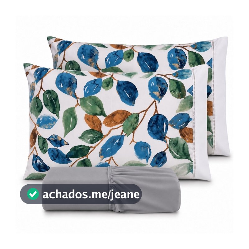 Kit Lençol Fronha Estampada Cama Solteiro Casal Queen King 400 fios Micropercal 03 Peças Ponto Palito