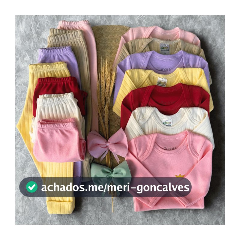 Kit 12 Peças Bebê 6 Bodies Manga Longa e 6 Mijões 100% Algodão Suedine Canelado Menina Menino
