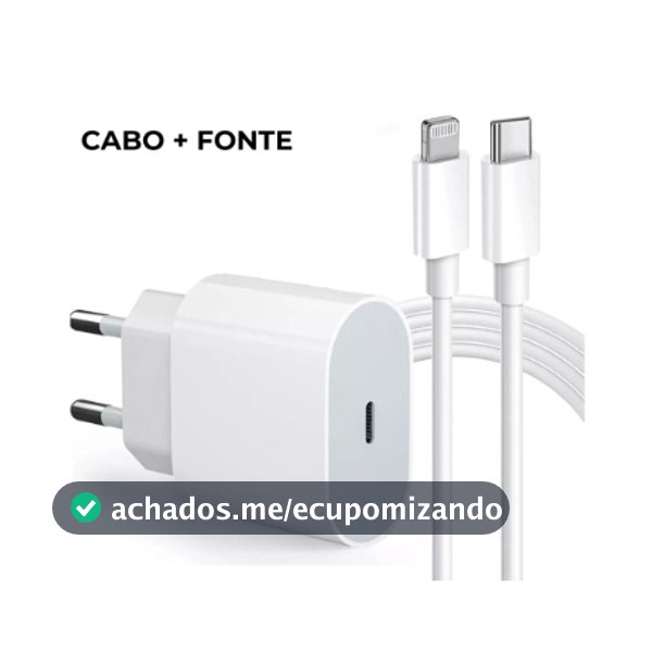 Carregador iPhone Turbo Tipo-C 20W + Cabo Lightining para IPhone Carga rápida