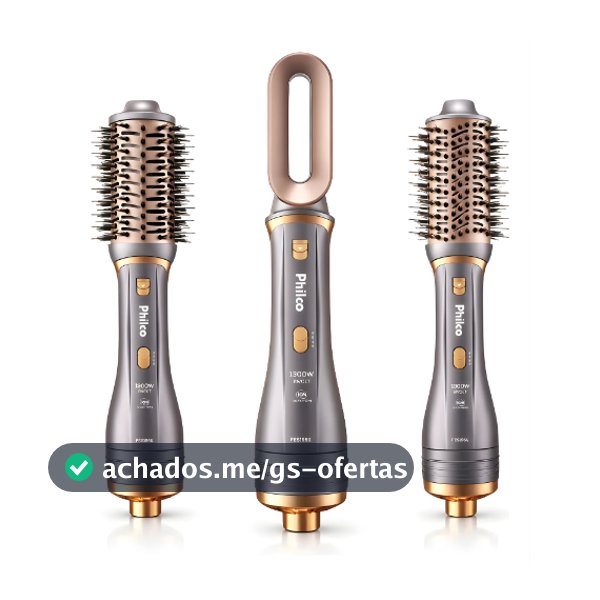 Escova Secadora Alisadora Philco 3 Em 1 1300w Original Anti-frizz 230°c Efeito de Salao