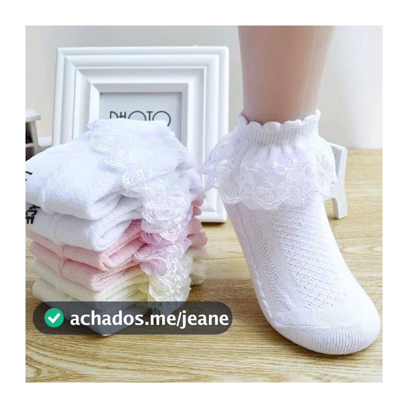 Meia Fofa para Menina - Infantil de Renda Princesa - Batizado