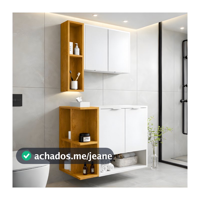 PROMOÇÃO Armário de Banheiro Com Espelho Gabinete Moderno Suspenso Com Nichos e Portas