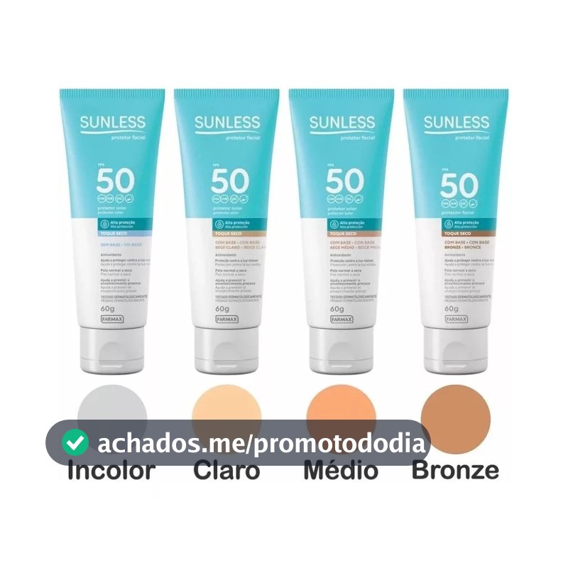 Protetor Solar Facial Sunless FPS 50 - 60g Toque Seco - Original Envio Imediato