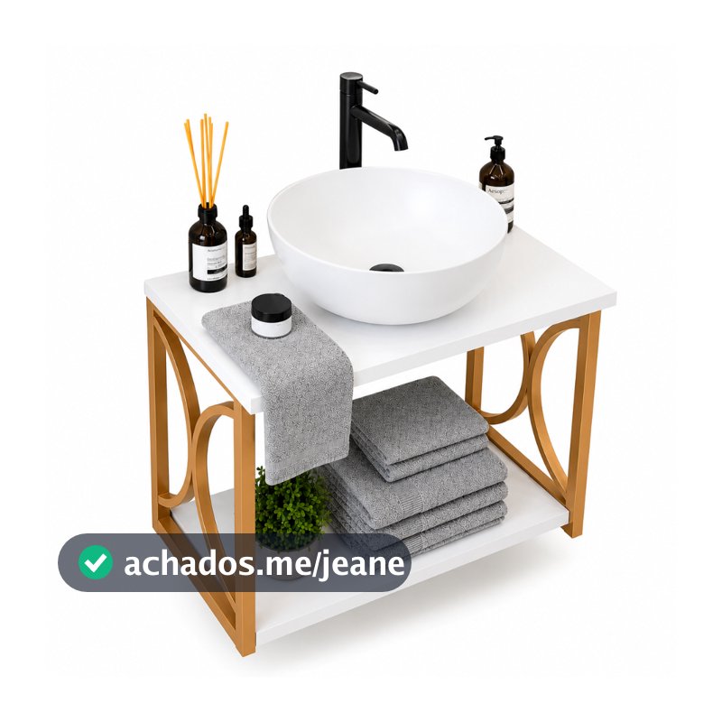 Gabinete Banheiro Estilo Industrial + Cuba Sobreposta MDF Armário + Pia Moderno Compacto Premium