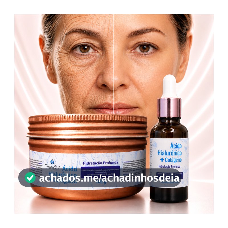 Kit creme acido hialuronico com colágeno + Sérum facial Anti Rugas Linha de Expressão Hidrata Profundamente