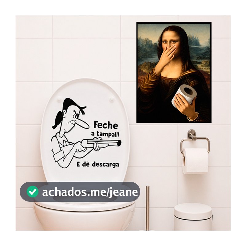 KIT Quadro Decorativo + Adesivo Engraçado Para Banheiro