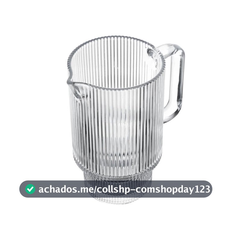 Jarra de Cristal Lines Canelada Suco Agua 900ml Wolff Jarra para Servir Bebidas Mesa Posta Decoração Elegante Jantar Uso