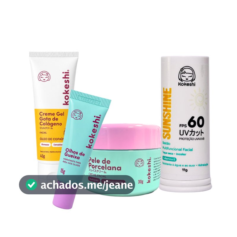 Kit Bastão Facial FPS60 Renovadores Gota de Colágeno Kokeshi