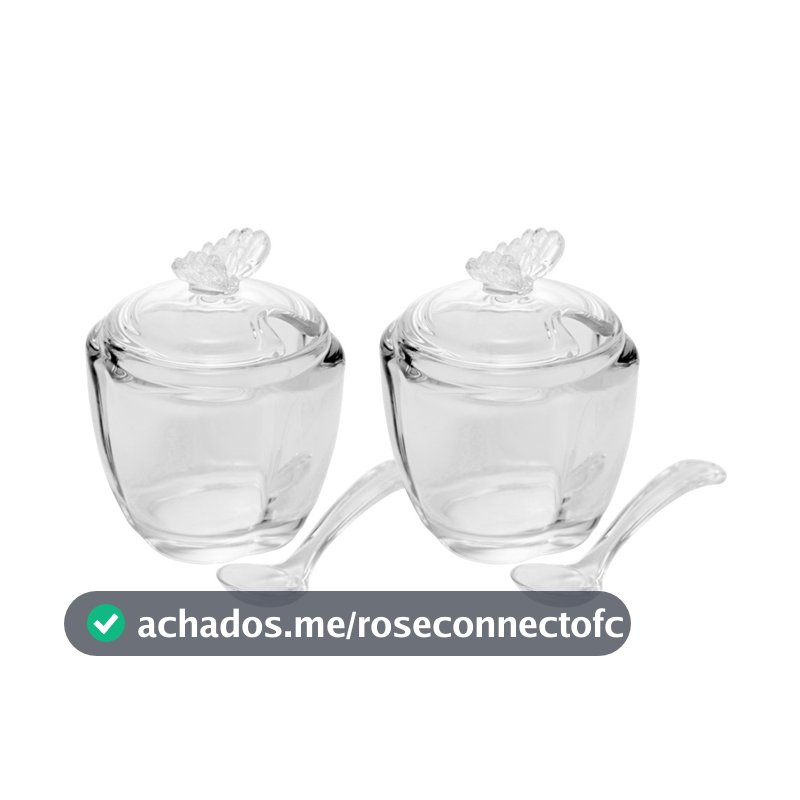 Kit 2 Açucareiro de Vidro com Colher Butterfly Borboleta 180ml Wolff